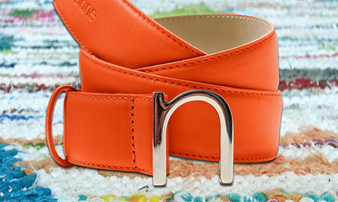 ceinture homme cuir orange