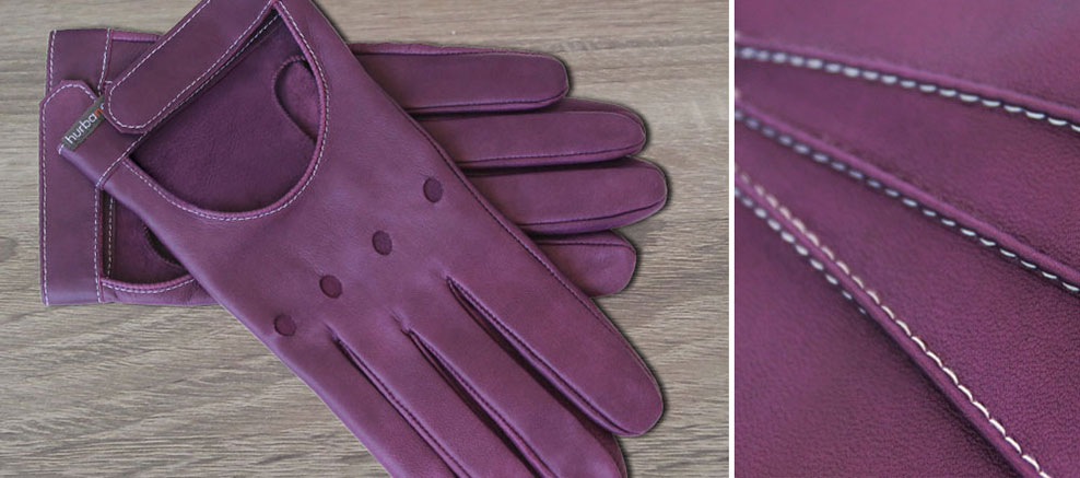 Gants pour homme en cuir violet