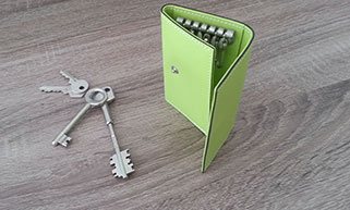 porte-clefs en cuir vert