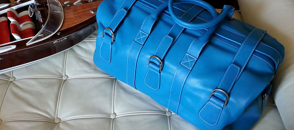 sac de voyage en cuir bleu