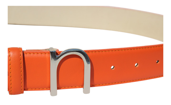 Ceinture homme cuir Orange Bonze - Boucle à pointe