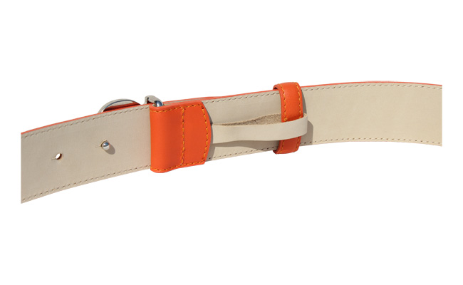 Ceinture homme cuir Orange Bonze - Boucle à pointe