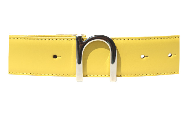 Ceinture cuir homme couleur Jaune Lime -Boucle à pointe