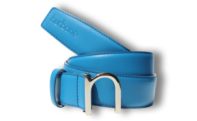 Ceinture homme cuir Bleu Artic - Boucle à pointe