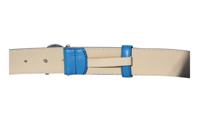 Ceinture homme cuir Bleu Artic - Boucle à pointe