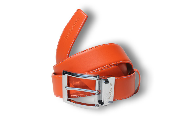 Ceinture de couleur homme - Cuir Orange Bonze - Boucle ardillon gravee