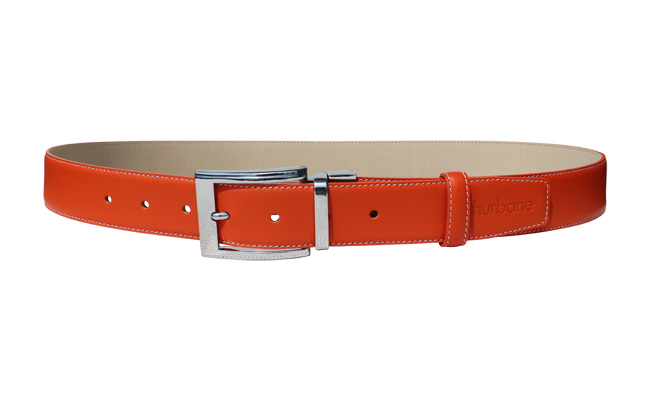 Ceinture de couleur homme - Cuir Orange Bonze - Boucle ardillon gravee