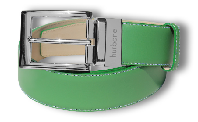 Ceinture cuir pour hommes - couleur Vert Bunker - Boucle ardillon gravée