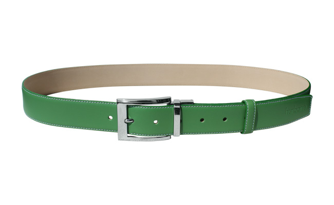 Ceinture cuir pour hommes - couleur Vert Bunker - Boucle ardillon gravée