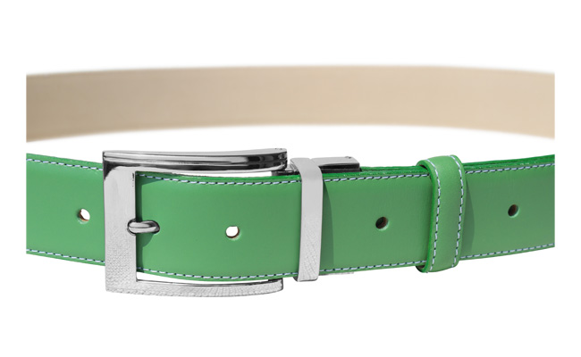 Ceinture cuir pour hommes - couleur Vert Bunker - Boucle ardillon gravée