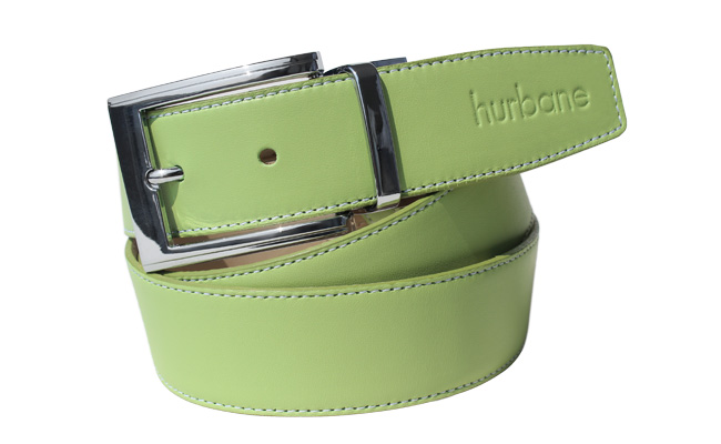 Ceinture cuir homme - Vert Tropic - Boucle ardillon gravée