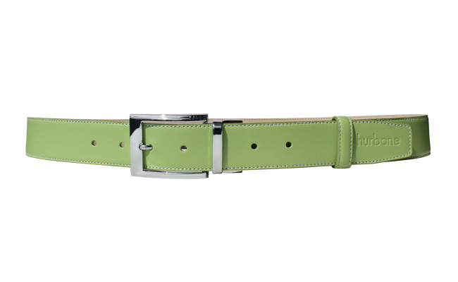 Ceinture cuir homme - Vert Tropic - Boucle ardillon gravée