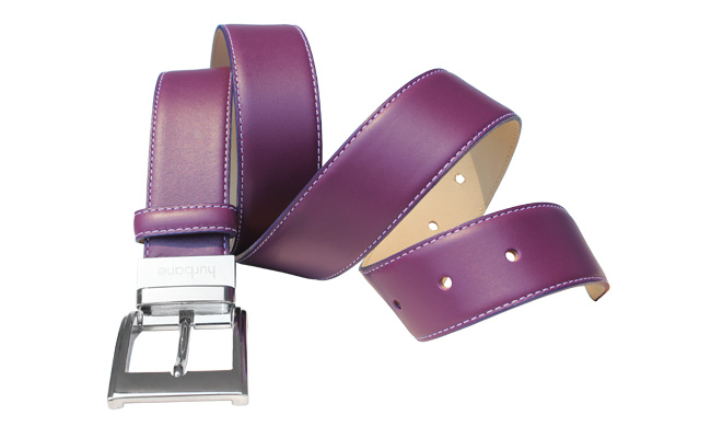 Ceinture de couleur homme - Violet Ultra - Boucle ardillon gravée