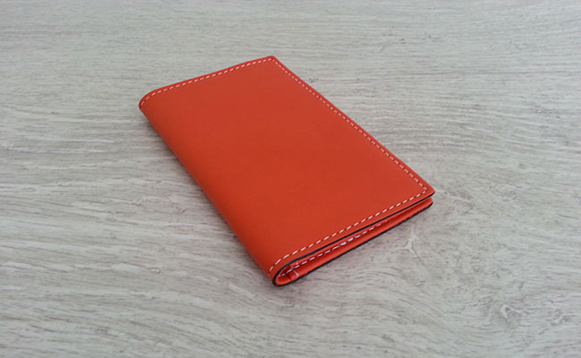 Portefeuille homme - format porte-cartes - cuir couleur Orange Bonze 