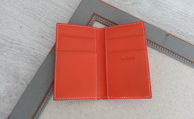 Portefeuille homme - format porte-cartes - cuir couleur Orange Bonze 