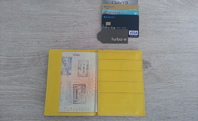 Portefeuille en cuir de couleur - Modèle porte-passeport - Jaune Lime