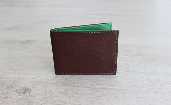 Portefeuille en cuir homme- modèle à rabat - Marron Brut et Vert Bunker