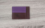 Portefeuille rigide pour homme - cuir Marron Brut et Violet Ultra