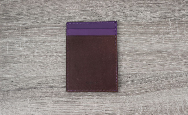 Portefeuille rigide pour homme - cuir Marron Brut et Violet Ultra