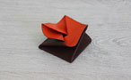 Porte-monnaie homme - modèle Origami - Cuir Marron Brut et Orange Bonze