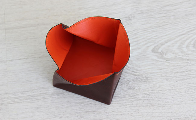 Porte-monnaie homme - modèle Origami - Cuir Marron Brut et Orange Bonze