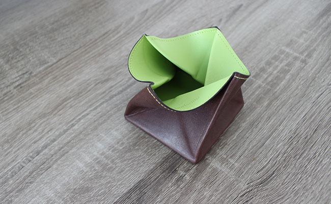 Porte-monnaie Origami pour homme - Cuir Marron Brut et Vert Tropic 