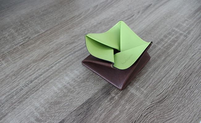 Porte-monnaie Origami pour homme - Cuir Marron Brut et Vert Tropic 