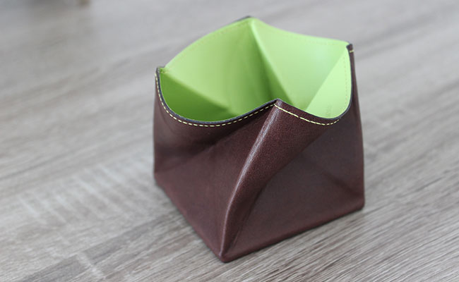 Porte-monnaie Origami pour homme - Cuir Marron Brut et Vert Tropic 