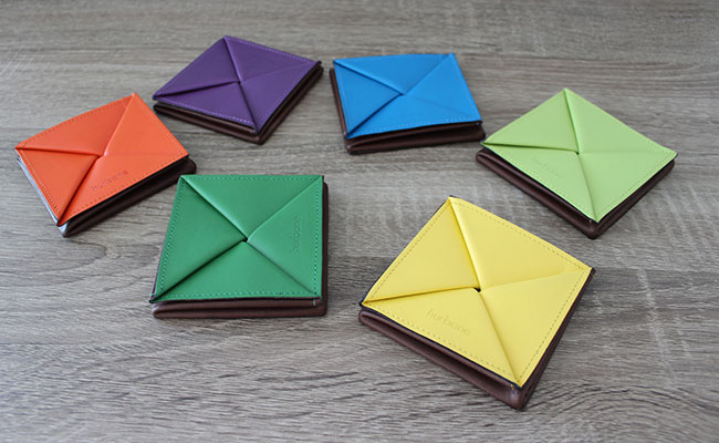 Porte-monnaie Origami pour homme - Cuir Marron Brut et Vert Tropic 