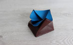 Porte-monnaie homme - modèle Origami - Cuir Marron Brut et Bleu Artic