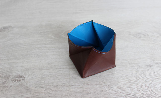 Porte-monnaie homme - modèle Origami - Cuir Marron Brut et Bleu Artic