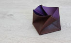 Porte-monnaie cuir  - modèle Origami - Cuir Marron Brut et Violet Ultra