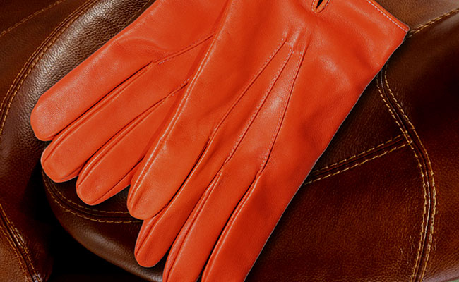 Gants cuir homme Hurbane - Coupe droite cintrée - Orange Bonze