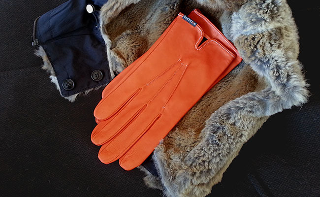 Gants cuir homme Hurbane - Coupe droite cintrée -  Orange Bonze