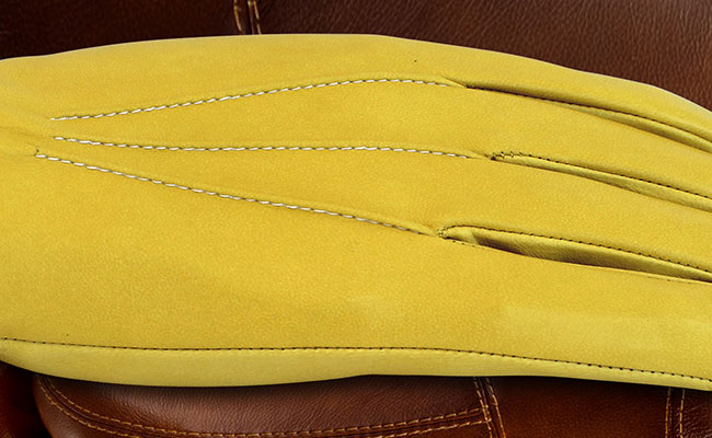 Gants Homme en cuir - Coupe droite cintrée - Cuir d'agneau Jaune Lime