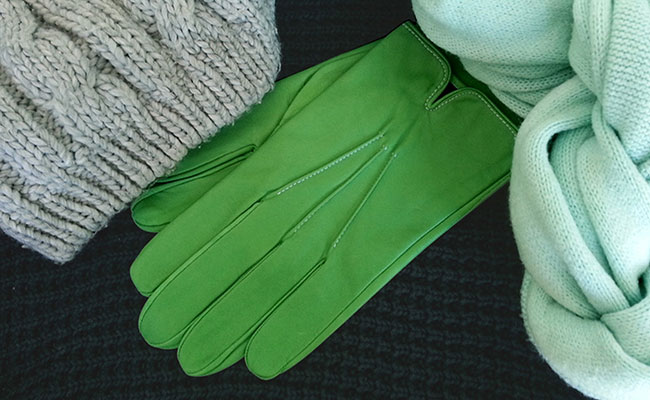 Gants en cuir pour hommes - Coupe droite cintrée - Couleur Vert Bunker