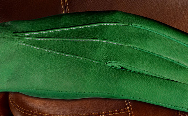 Gants en cuir pour hommes - Coupe droite cintrée - Couleur Vert Bunker