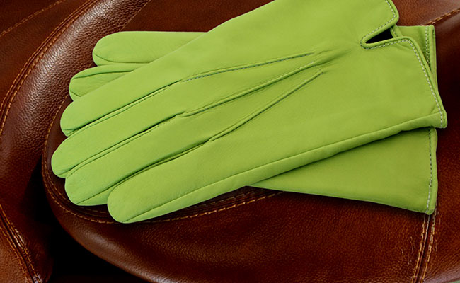 Gants en cuir Homme - Coupe droite cintrée - Coloris Vert Tropic