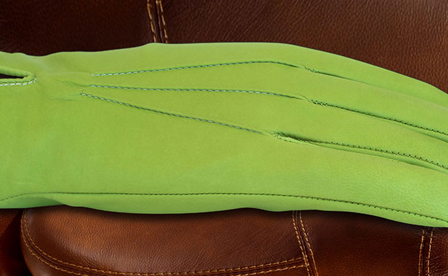 Gants en cuir Homme - Coupe droite cintrée - Coloris Vert Tropic