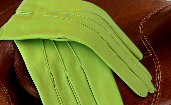 Gants en cuir Homme - Coupe droite cintrée - Coloris Vert Tropic