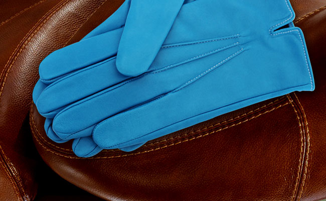 Gants cuir homme - Coupe droite cintrée - Bleu Artic