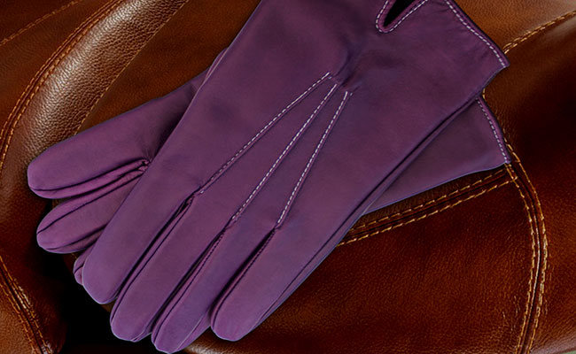 Gants Homme en cuir de couleur - Coupe droite cintrée - Violet Ultra