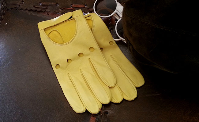 Gants en cuir pour hommes - Modèle Rallye ajouré - Jaune Lime