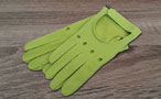 Gants Homme - Modèle Rallye ajouré - Cuir de couleur Vert Tropic