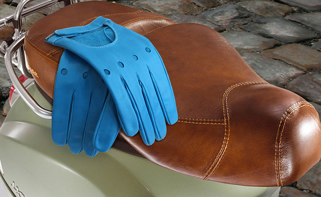 Gants pour hommes -  Modèle Rallye ajouré - Cuir d'agneau Bleu Artic