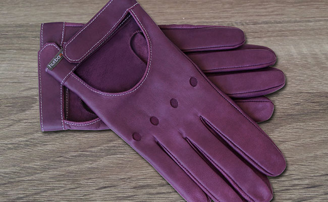 Gants Homme - Modèle Rallye ajouré - cuir agneau Violet Ultra