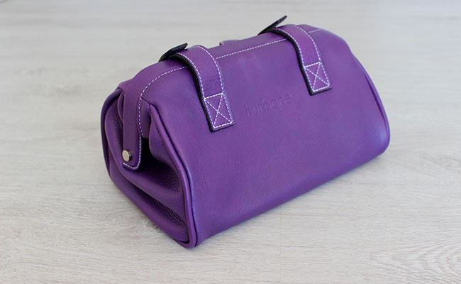 Trousse de toilette homme - modèle besace - Cuir Violet Ultra