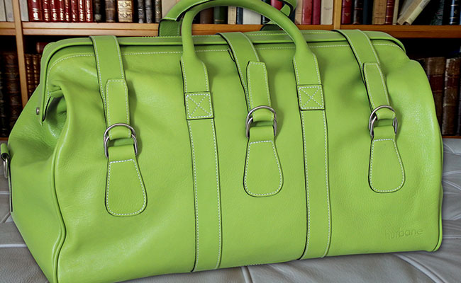 Sac de voyage en cuir pour hommes - Vert tropic